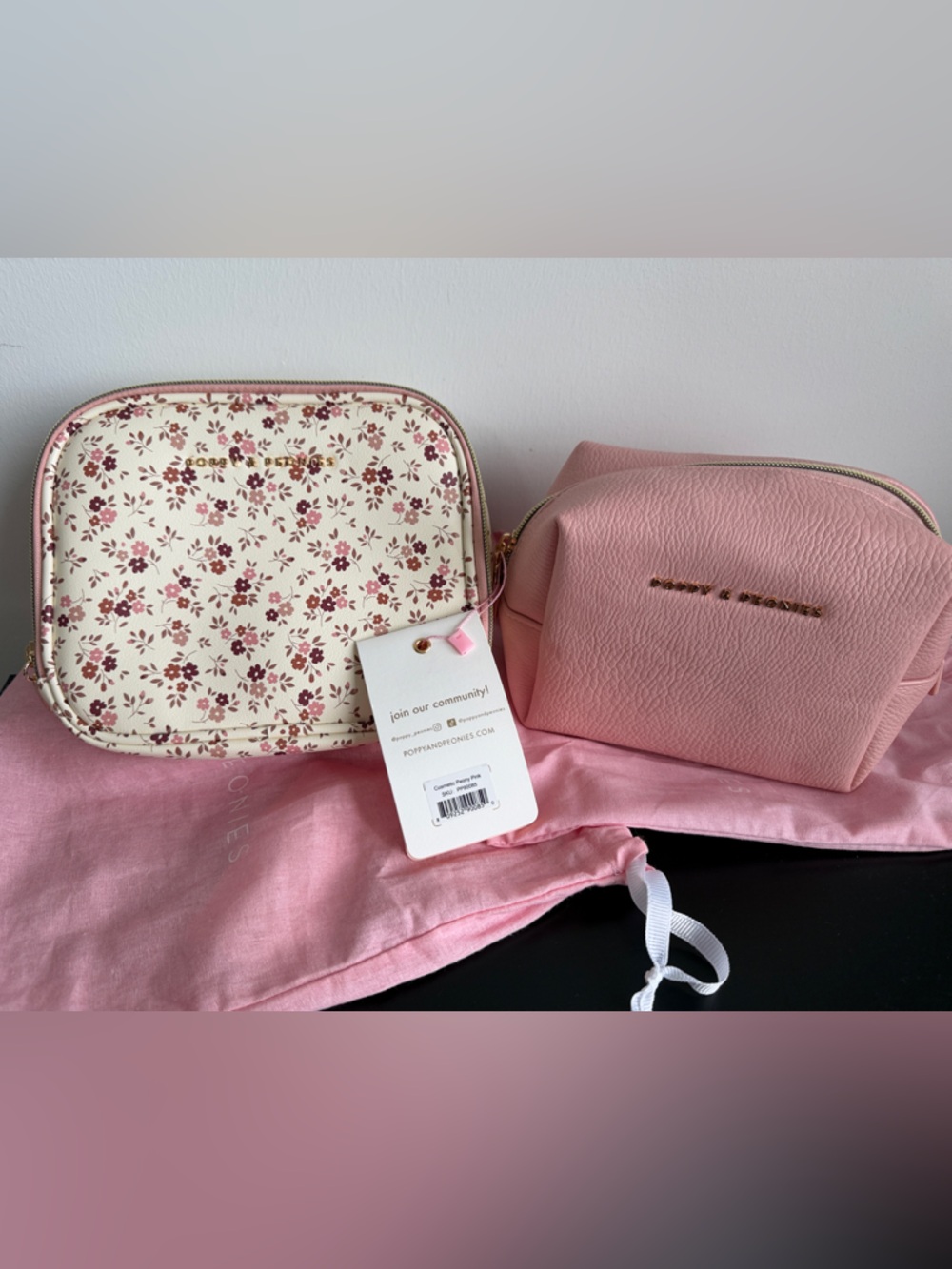 Poppy & Peonies Spring Floral and peony Pink Cosmetic Pouch
